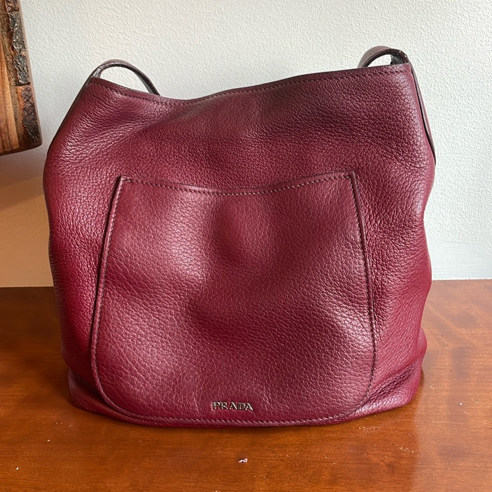Prada Burgundy Smooth Leather Shoulder Bag - Picture 4 of 8